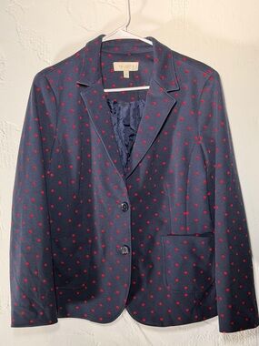 Talbots Navy Blazer with Red Dot Pattern 14p - never worn, beautiful
